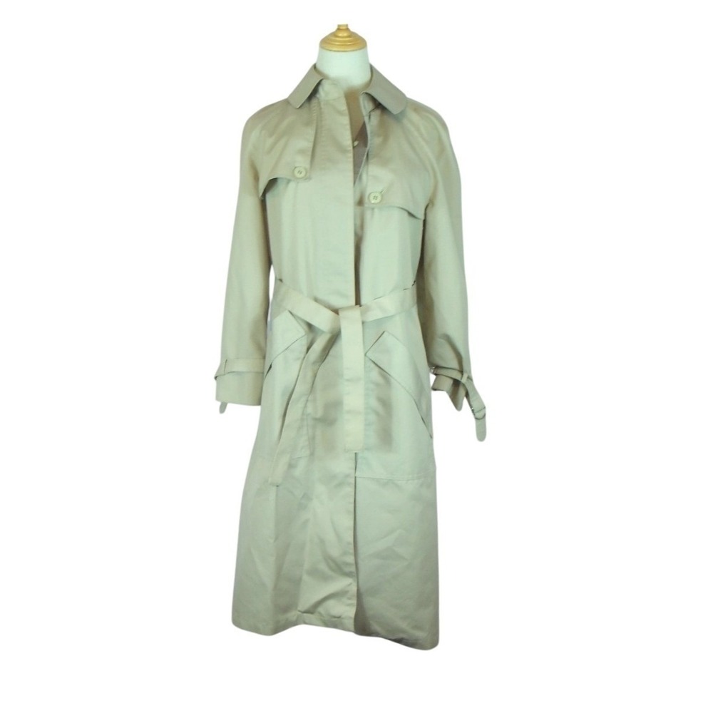 Vintage Wear in Good Health Misty Harbor Long Tan Button Trench Coat‎ sz 10 Reg